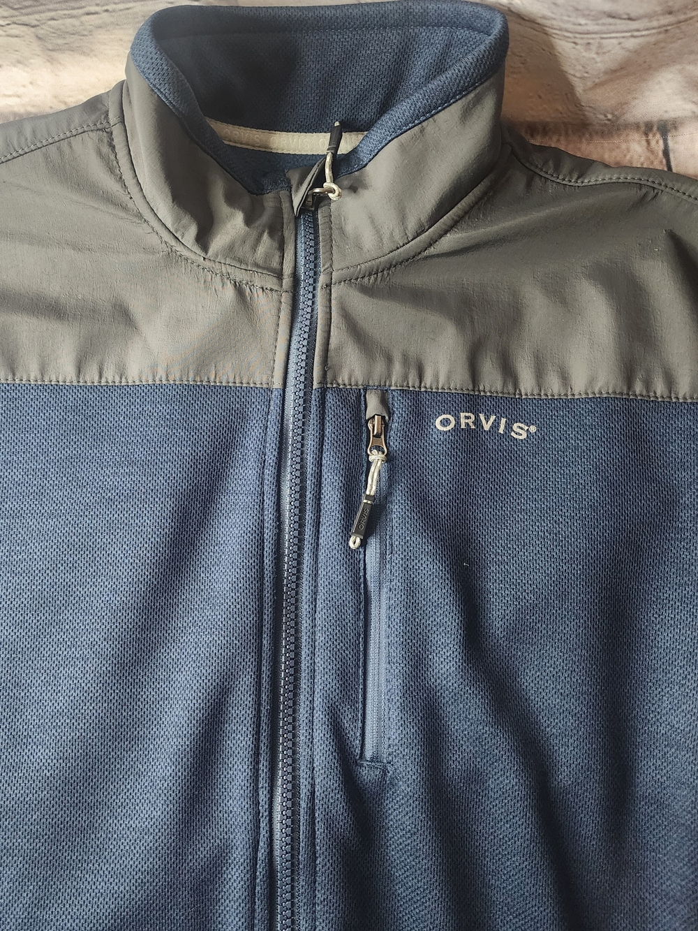 Orvis Navy and Gray Zip Front Fleece Jacket - Picture 3 of 7